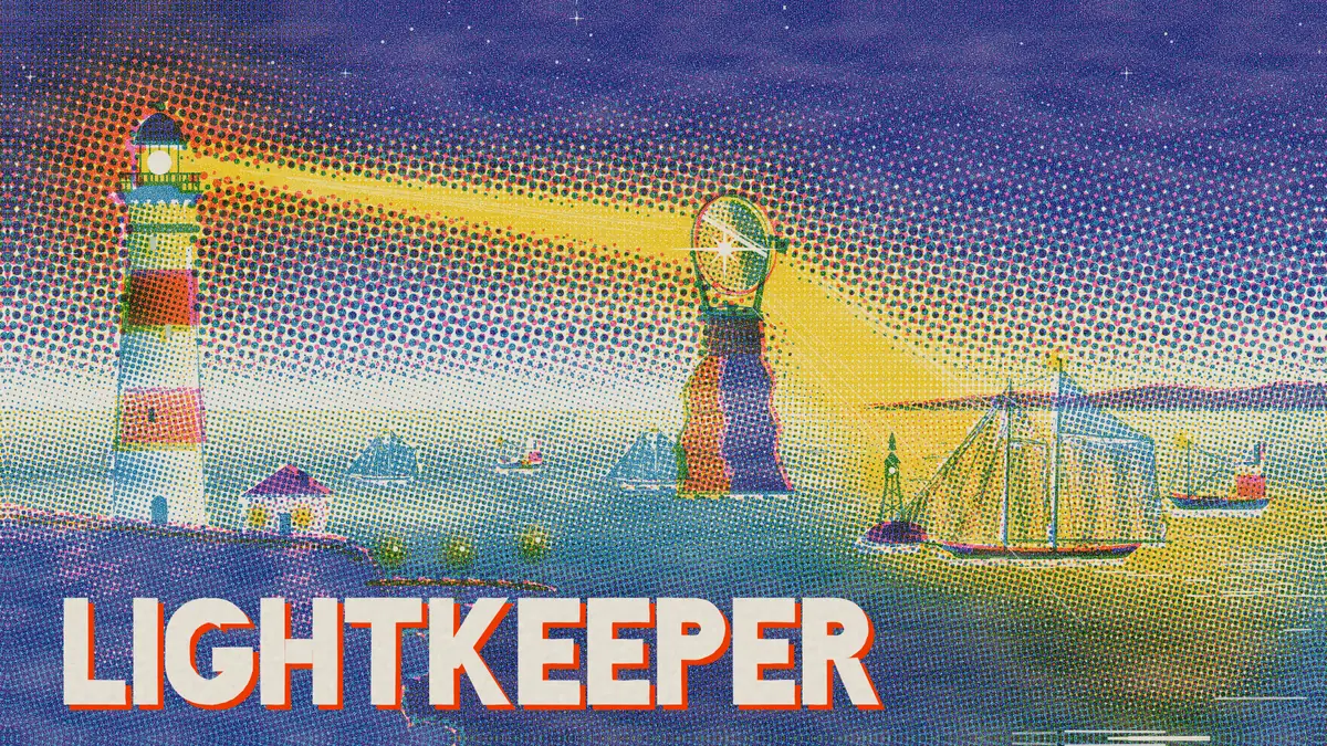 Lightkeeper 커버: 등대 불빛이 밤바다의 배를 비추는 장면